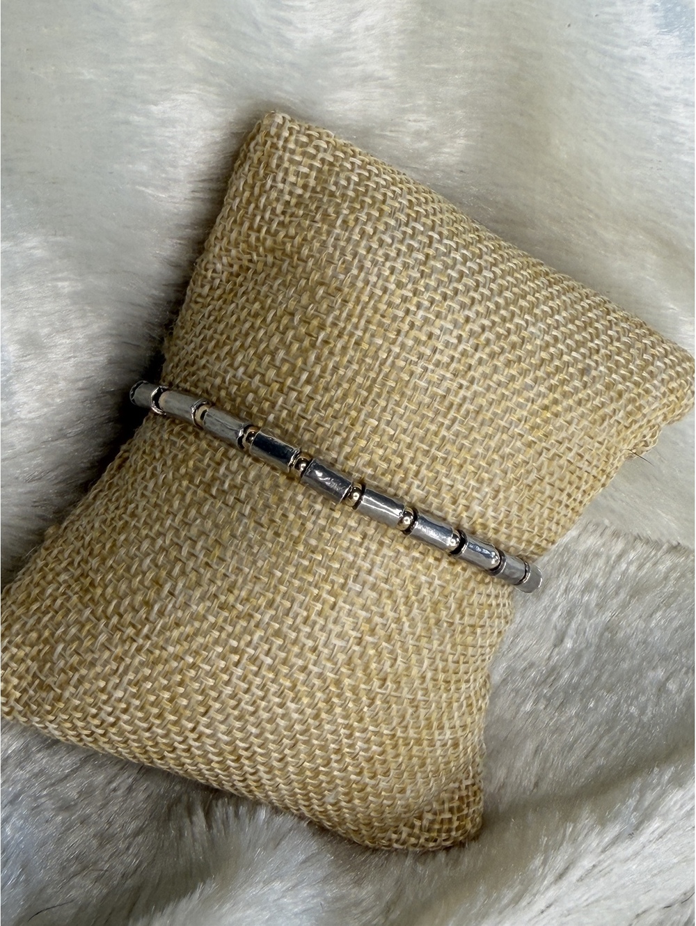 Silpada Super Rare Sterling Silver Tube 9K Gold Bead Vintage Bracelet YB503